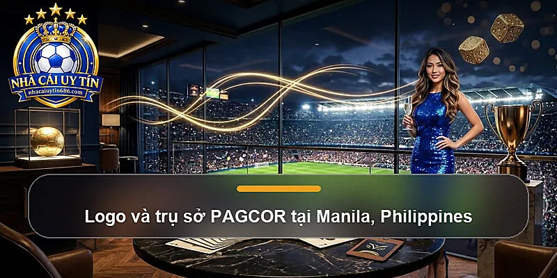 Logo và trụ sở PAGCOR tại Manila, Philippines